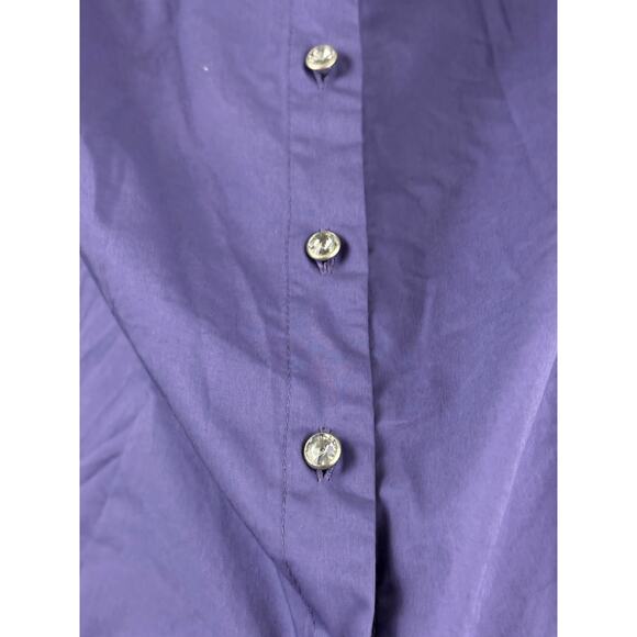 Soft Surroundings Purple Button Up Blouse Double Collar Long Sleeve LARGE - Picture 9 of 11